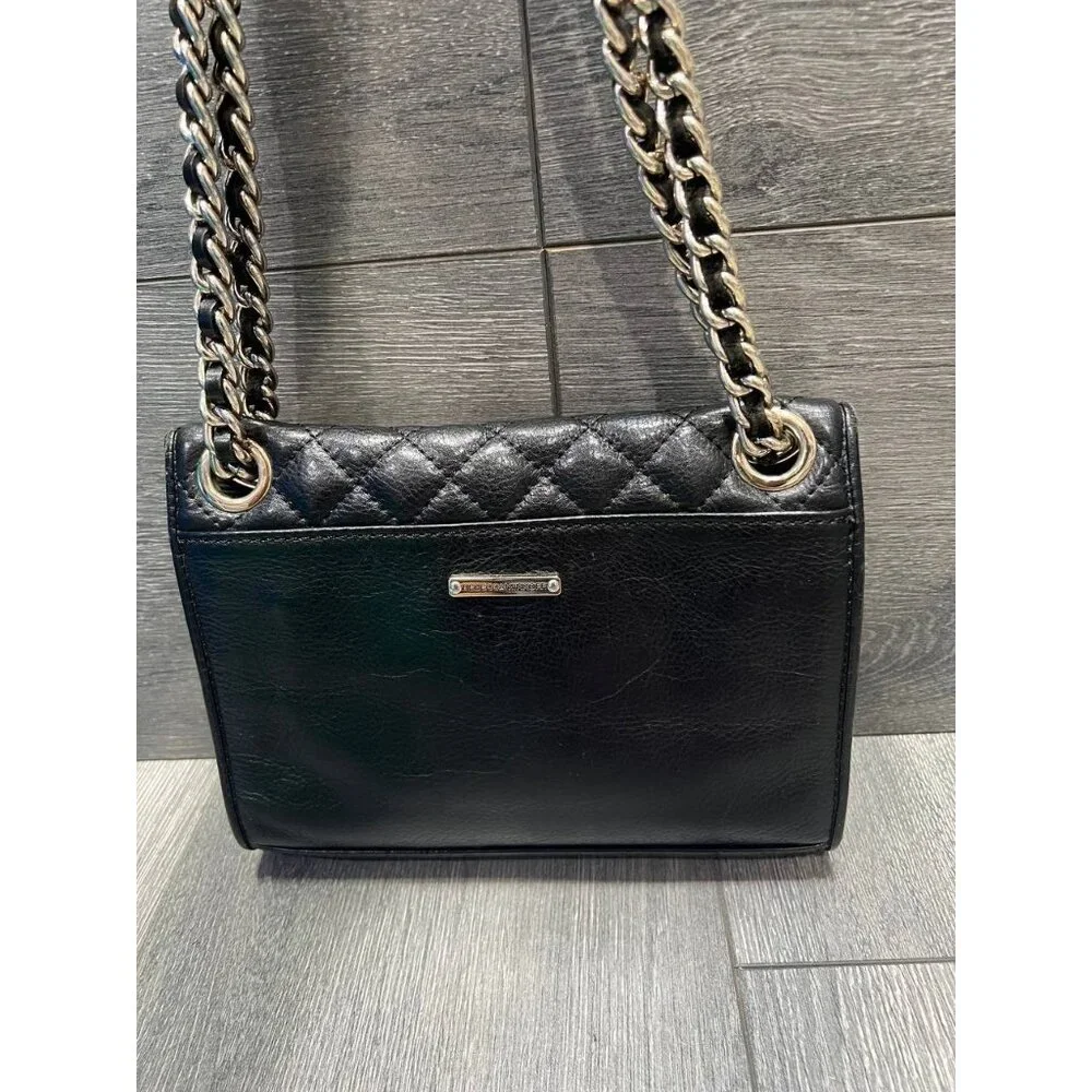 Rebecca Minkoff Black Quilted Mini Affair Bag Gold Chain Crossbody B000419 - Picture 9 of 9